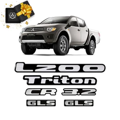Kit Emblemas Mitsubishi L200 Triton Gls Cr 3.2 2013 Resinado