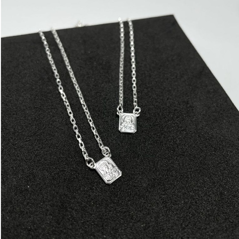 Corrente Escapulário Cartie Masculino Nossa Senhora Aparecida Plaquinha Jesus Banhado Prata 925