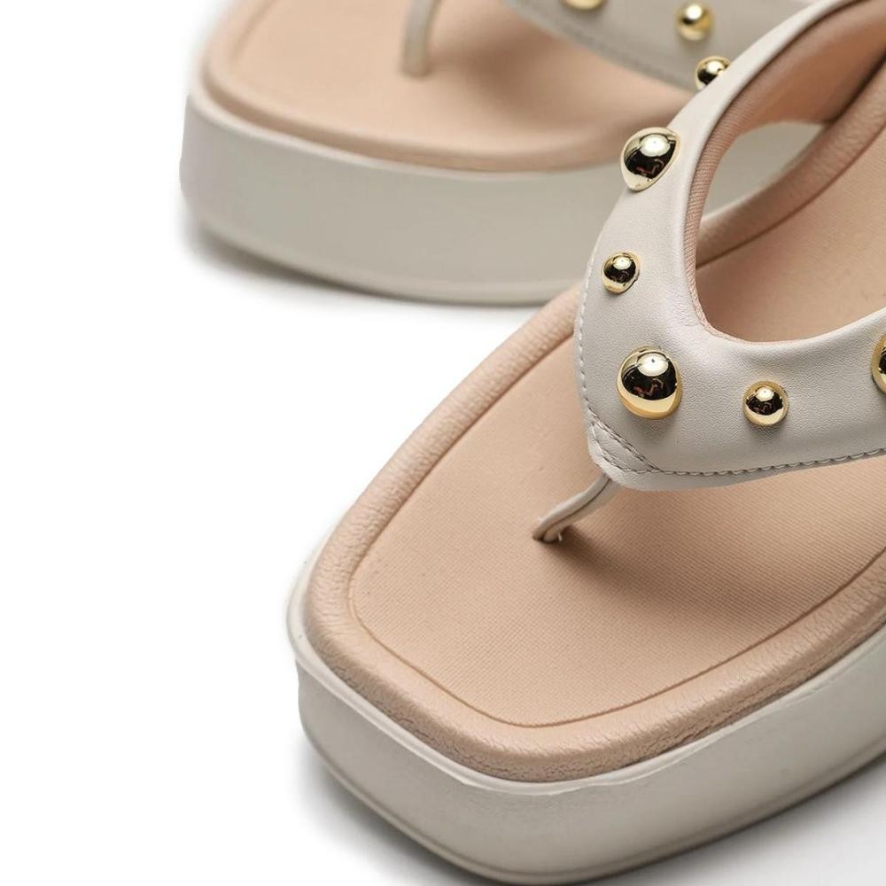 Detalhes do Tamanco Anabela Beira Rio Apliques Feminino - Off White