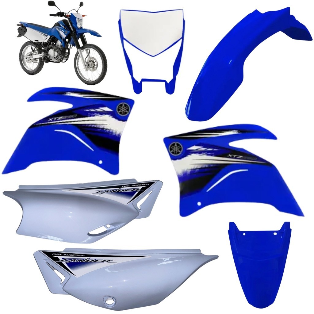Kit Carenagem Xtz Lander 250 2012 2013 Azul Adesivado