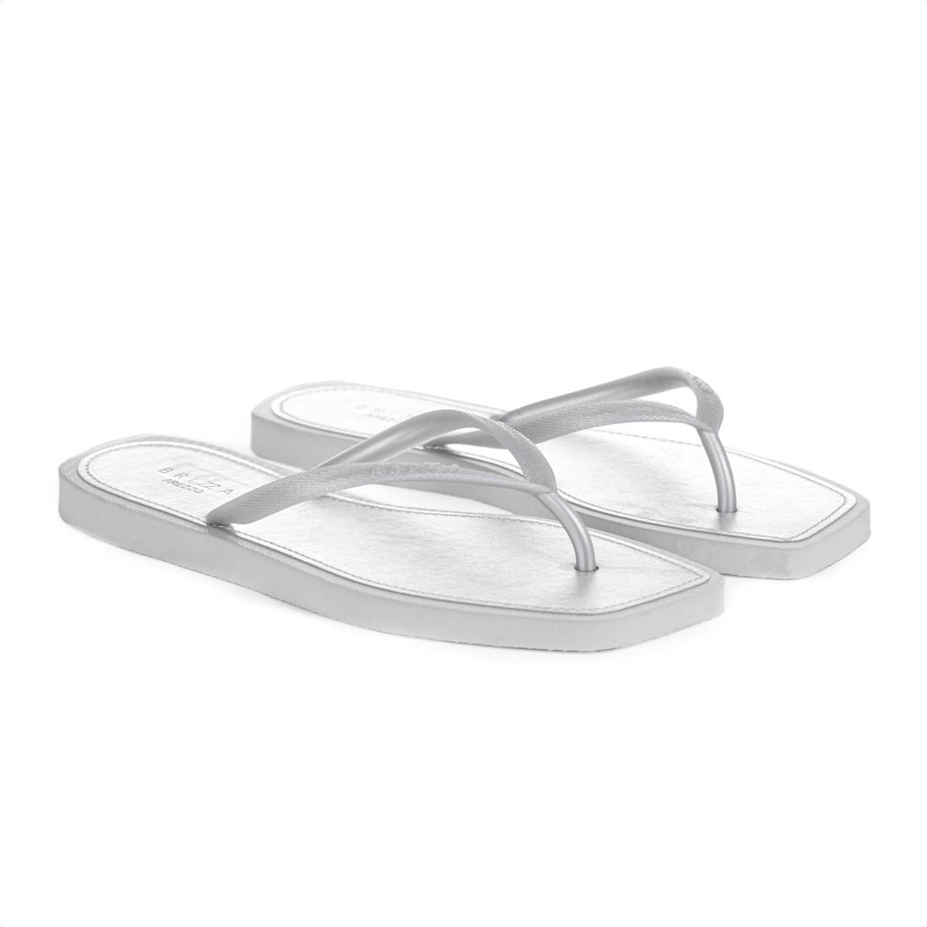 Chinelo Brizza Arezzo Bico Quadrado Metal Square Prata - Feminino · foto 2