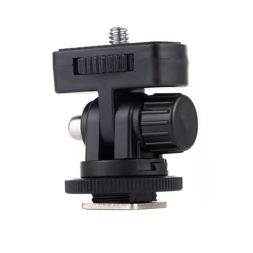 Sapata Articulada 5cm com Hotshoe e conexão 1/4" ASF-003 Sou Foto para Câmeras e Tripés