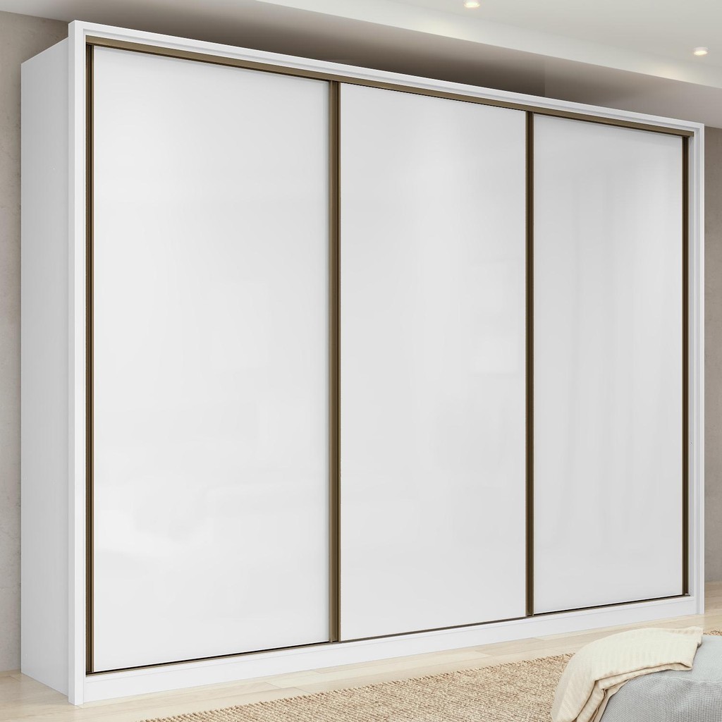 Guarda-Roupa Casal 100% MDF 3 Portas 6 Gav Spazio 270 S/Espelho Branco - Home & Living
