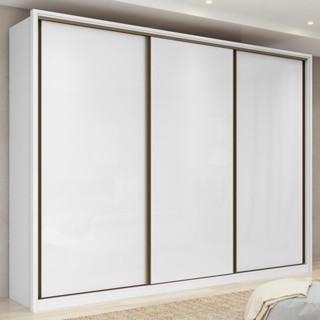 Guarda-Roupa Casal 100% MDF 3 Portas 6 Gav Spazio 270 S/Espelho Branco em Oferta na Shopee