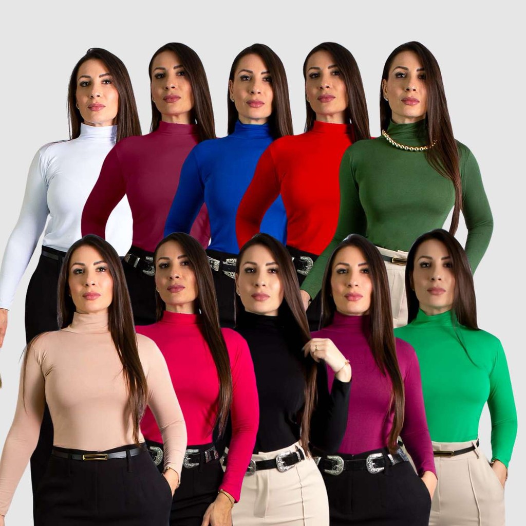 Kit 10 Blusa Feminina Social Chique Cacharrel Com Gola Alta