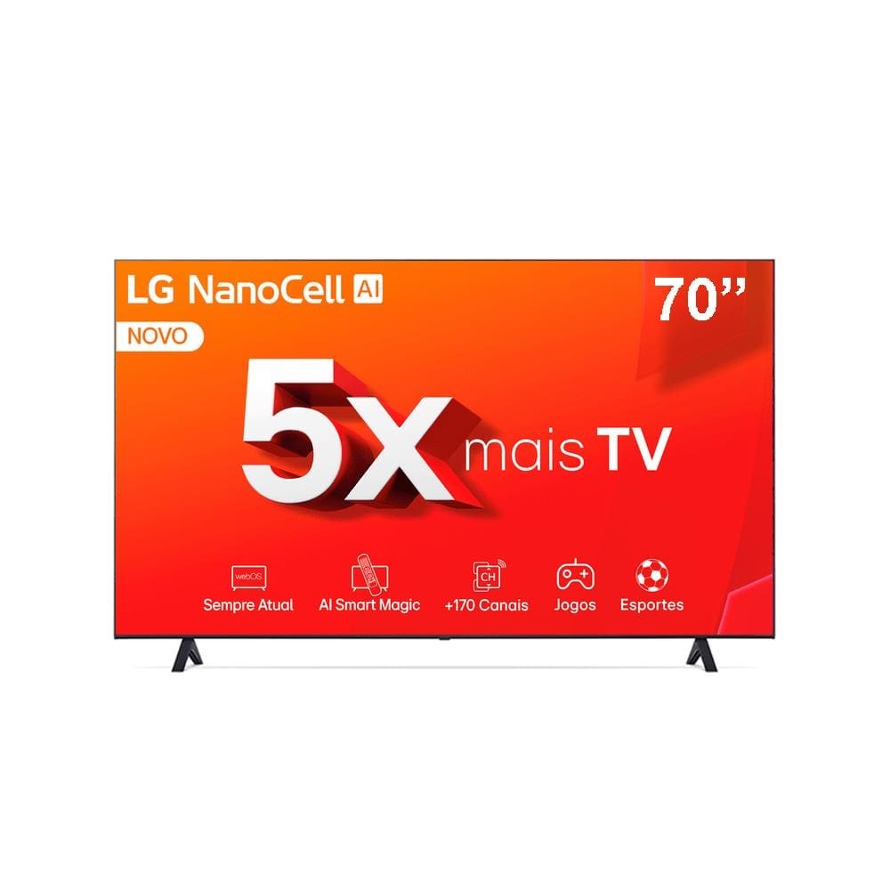 Smart TV LG 70″ 4K NanoCell 70NANO80TSA 2024 com AI α5 Gen7