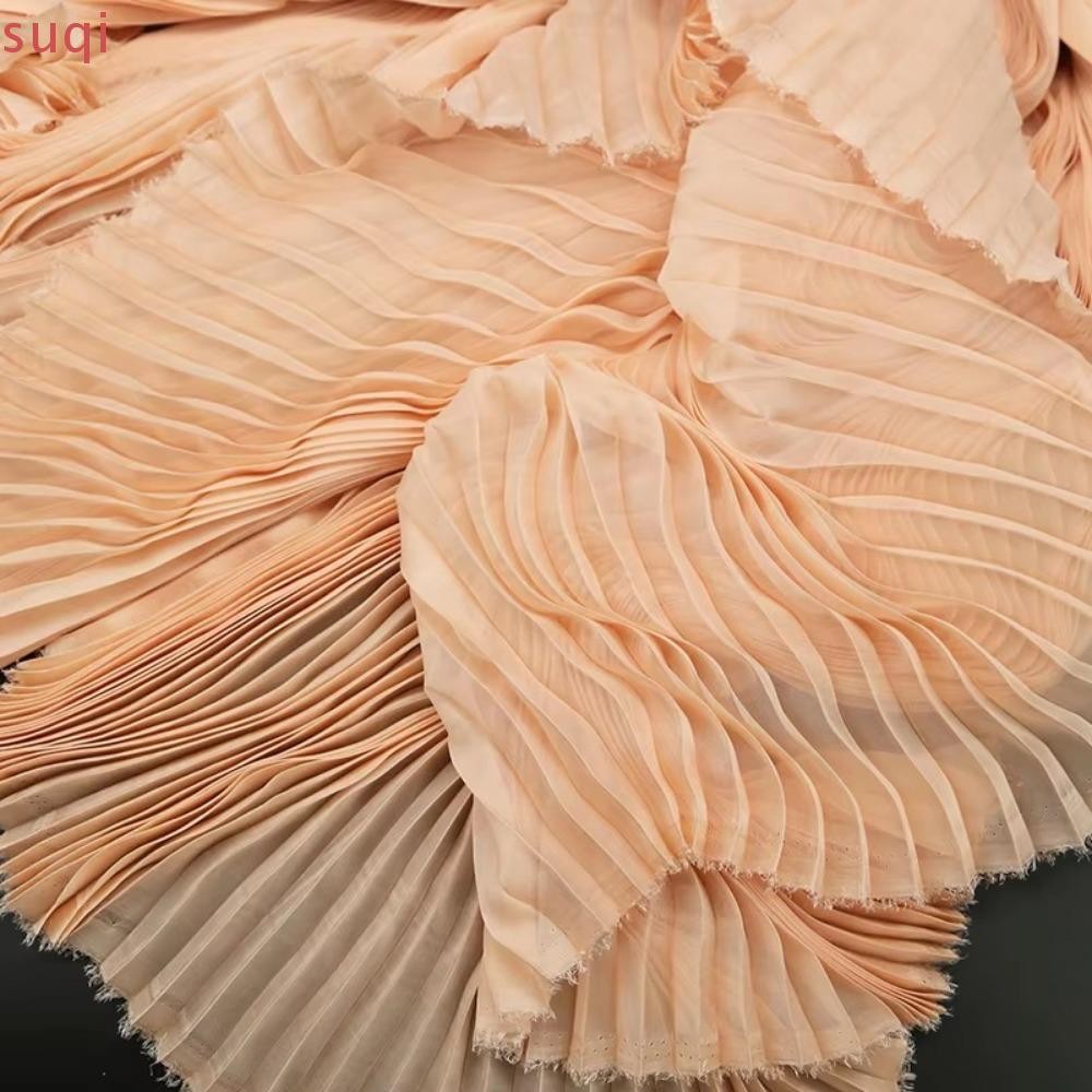 SUQI Tecido De Organza Plissado , Pano Enrugado Artesanal De Chiffon Leve , Material DIY De 1 Jarda Verão
