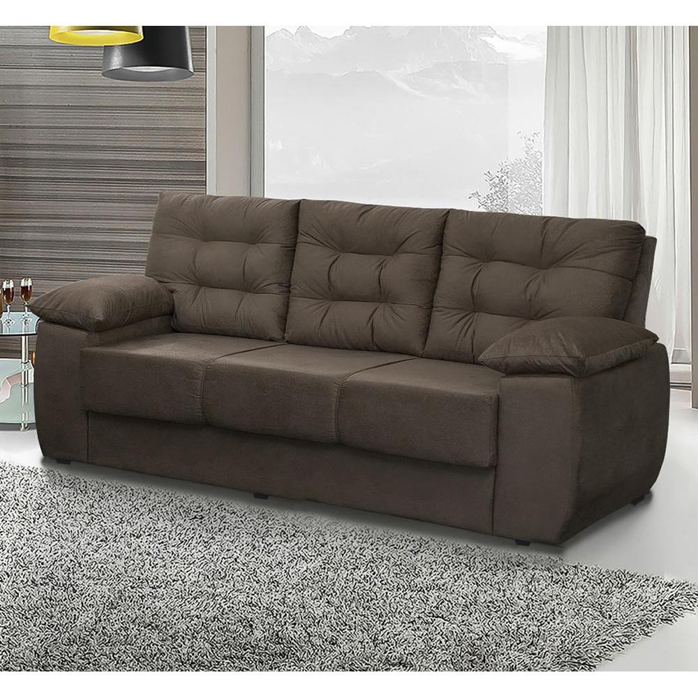 Sofá Luxemburgo 3 Lugares Tecido Suede Café - Moveis Marfim em Oferta na Shopee
