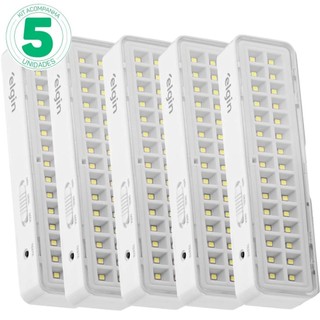 Kit 5 Luminárias de emergência 30 Leds branca - Elgin em Oferta na Shopee