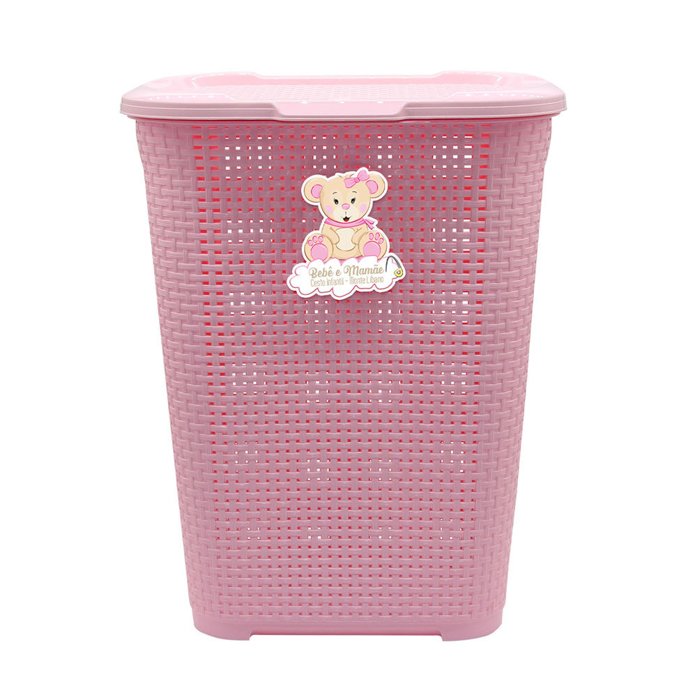 Cesto Para Roupas Monte Líbano Infantil 30 Litros Rosa