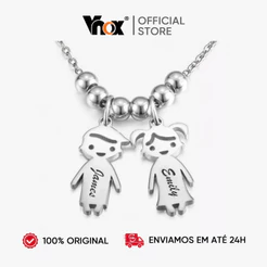 Vnox Colar Com Pingente Personalizado Em Aço Inoxidável Com Nome Personalizado De Cores Para Meninos Meninas