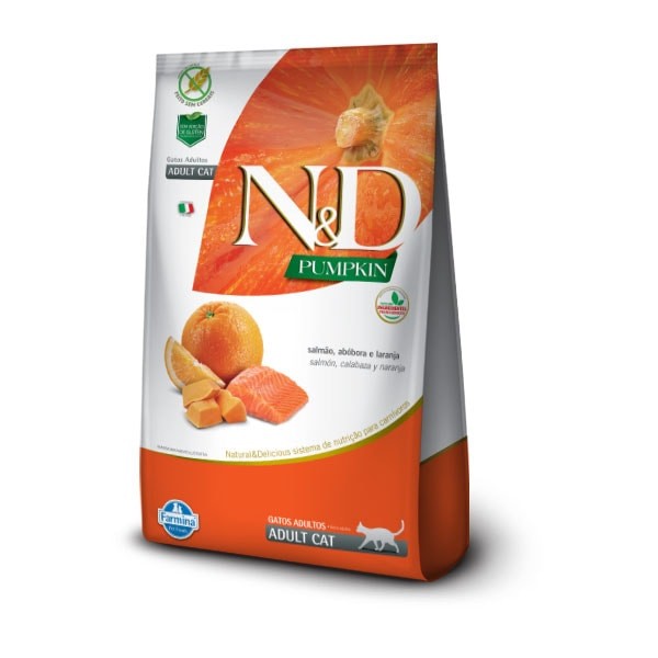 Ração N&D Pumpkin Para Gatos Adultos Sabor Salmão, Abóbora e Laranja 1,5kg - Pets
