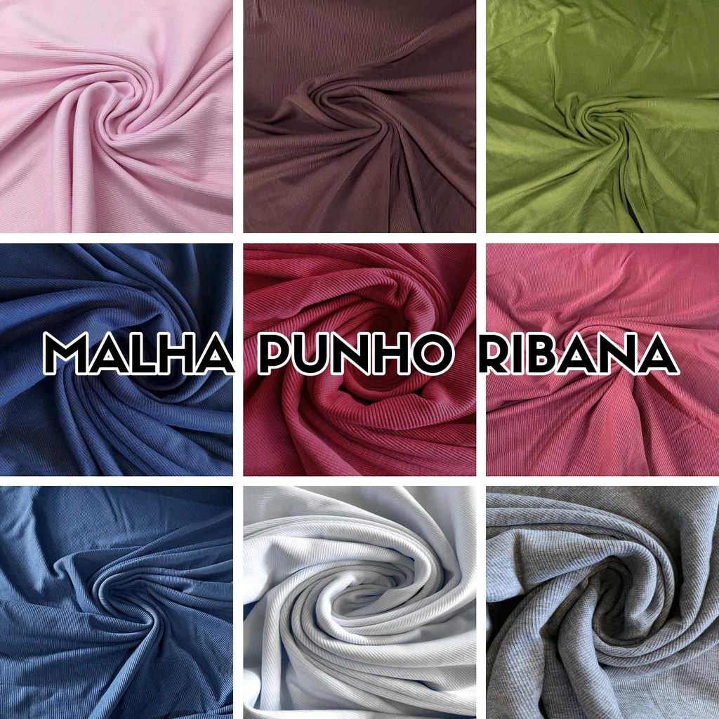 1 Metros Tecido Malha de Punho Ribana Tubular (1m x 0.60m) em Oferta na Shopee