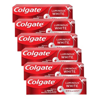 Kit Creme Dental Colgate Luminous White Brilliant Mint 140g com 6 unidades em Oferta na Shopee