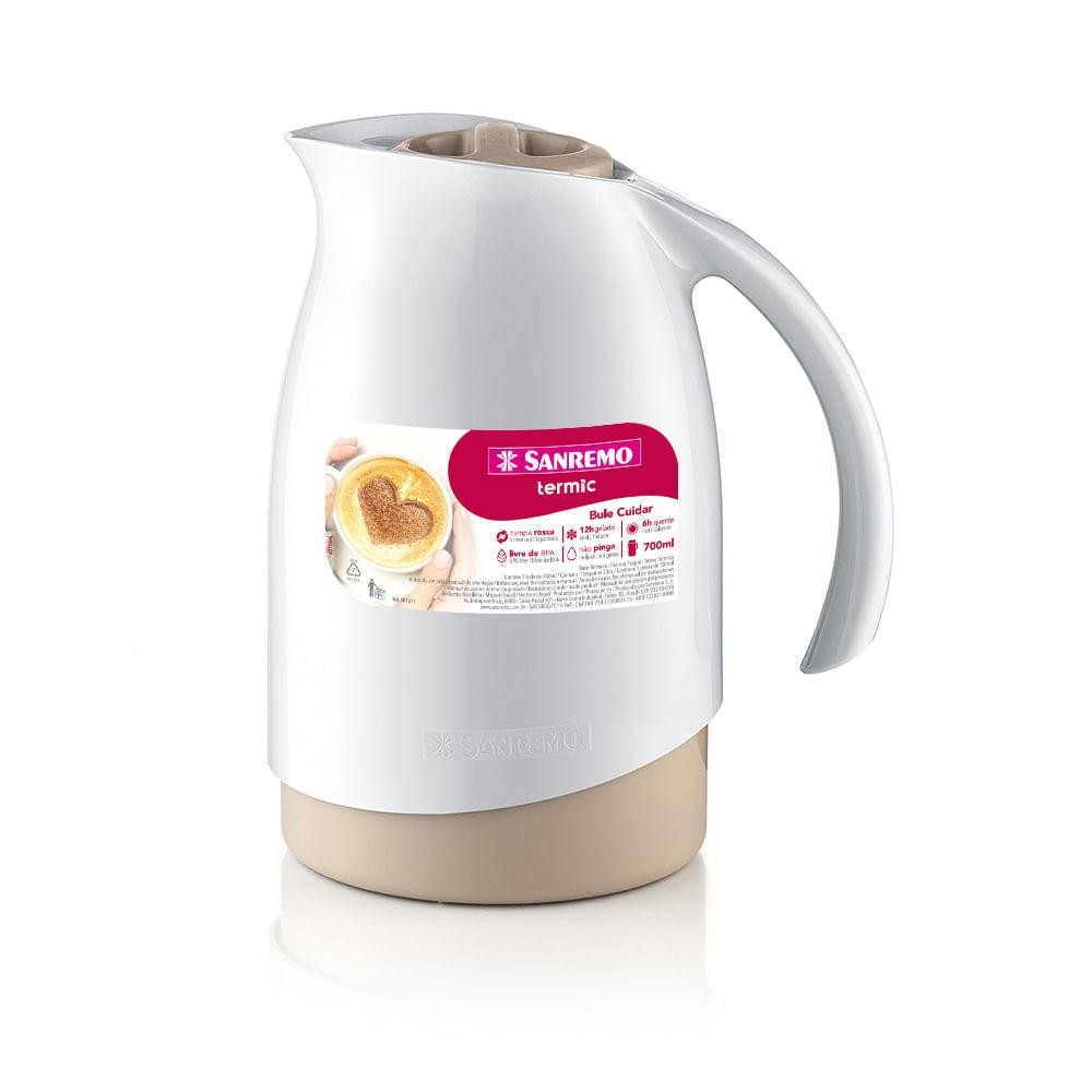 Bule Térmico Plástico Cuidar Branco 700ml Termic Sanremo em Oferta na Shopee