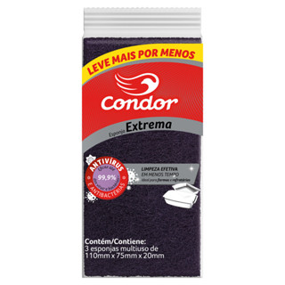 Esponja Lilás Limpeza Extrema Condor Antibac 3 Unidades Leve Mais Pague Menos em Oferta na Shopee