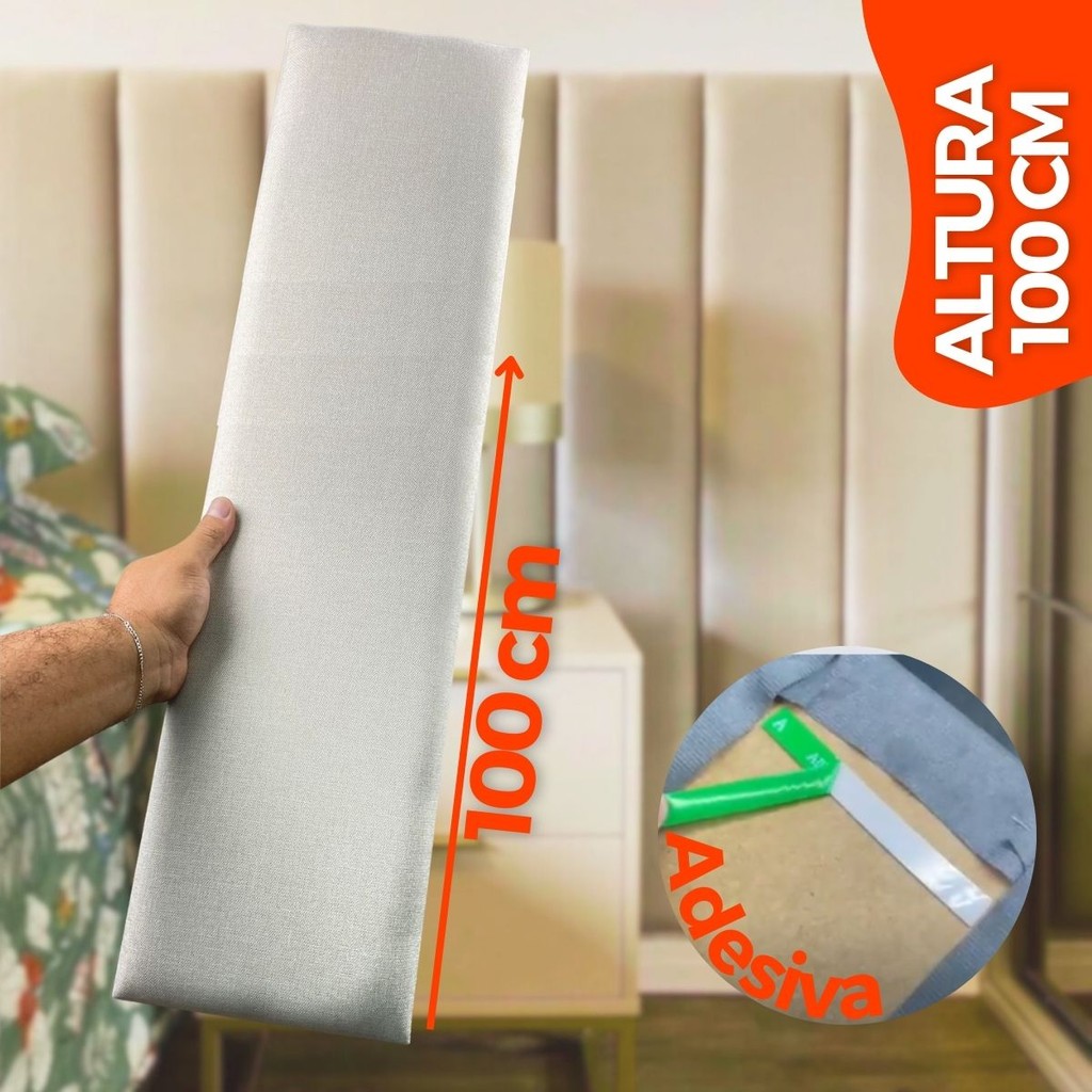 Kit Cabeceira de Cama Modulada Duna Módulos 100x20Cm Estofada Confortável Adesiva Cama Box em Oferta na Shopee