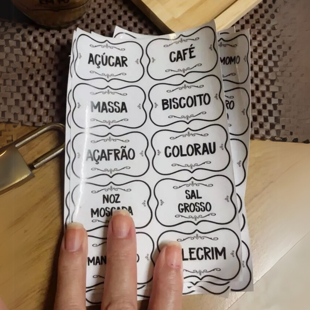 50 Adesivos no Vinil Transparente para Potes Organizadores Temperos Mantimentos Organizador 5x3cm
