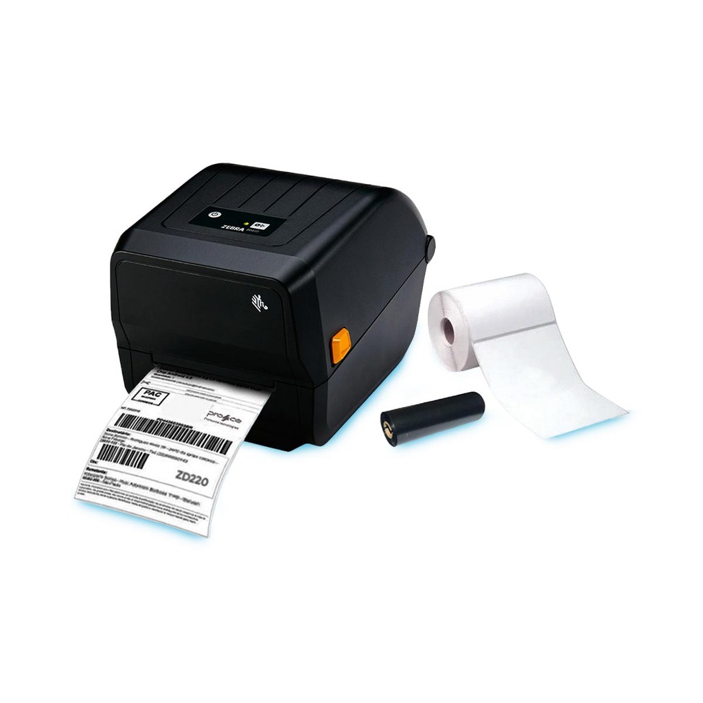 Impressora Zebra ZD220 com Ribbon de Cera e Etiquetas — imagem 2 de 2