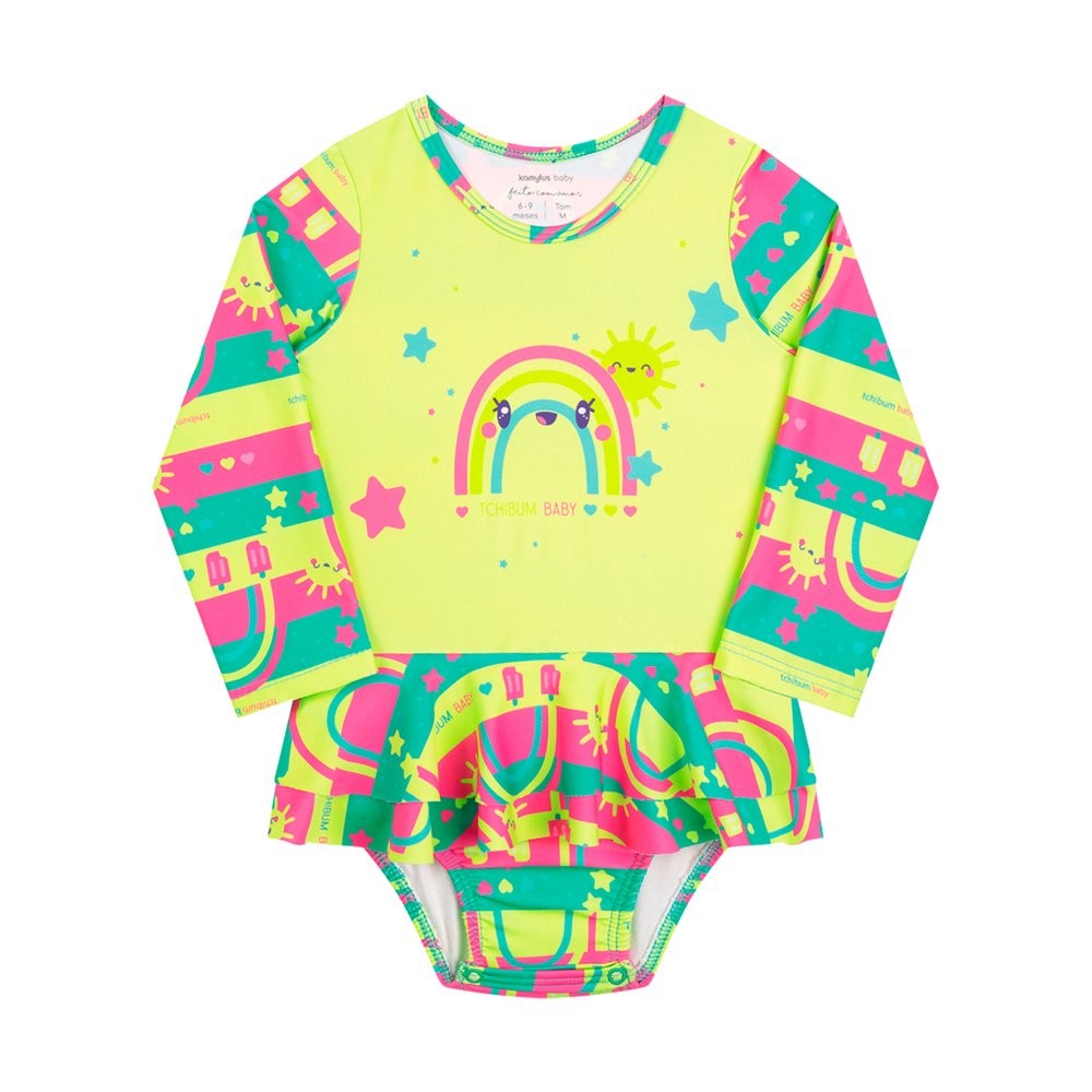 Maiô Menina Arco Íris Estrelinhas - Kamylus em Oferta na Shopee