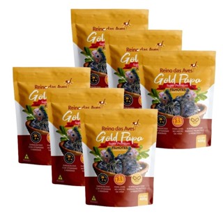 KIT 6 GOLD PAPA FILHOTE 400g (REFIL)  ALIMENTO PARA FILHOTE - REINO DAS AVES em Oferta na Shopee