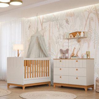 Quarto de Bebê Berço Mini Cama e Cômoda 6 gavetas Liza Permobili em Oferta na Shopee
