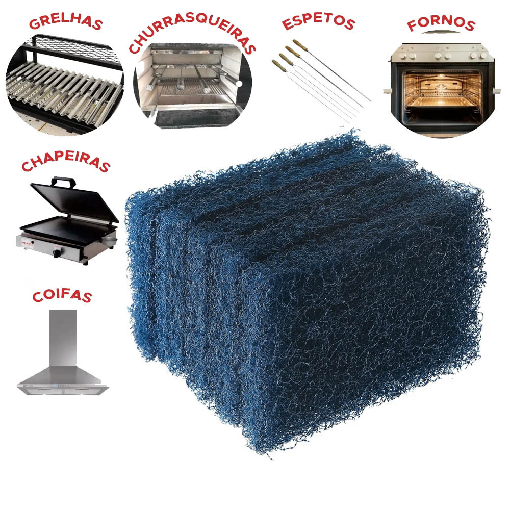 Kit 5 Fibra Limpeza Ultra Pesada Grelha Forno Panela Churrasqueira Kala