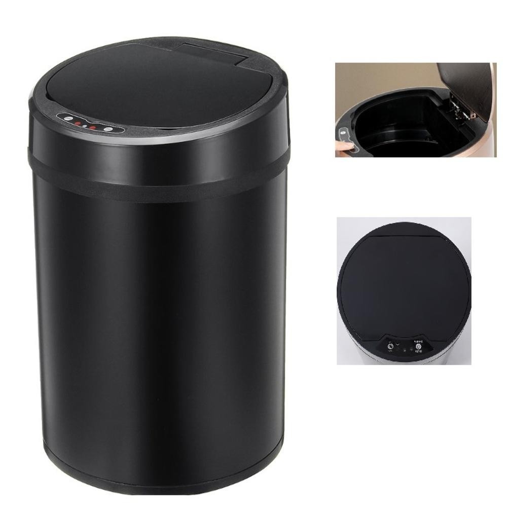 LIXEIRA INOX 12 LITROS AUTOMATICA SENSOR INTELIGENTE PRETO GRANDE COZINHA BANHEIRO CESTO LIXO BLACK LUXO