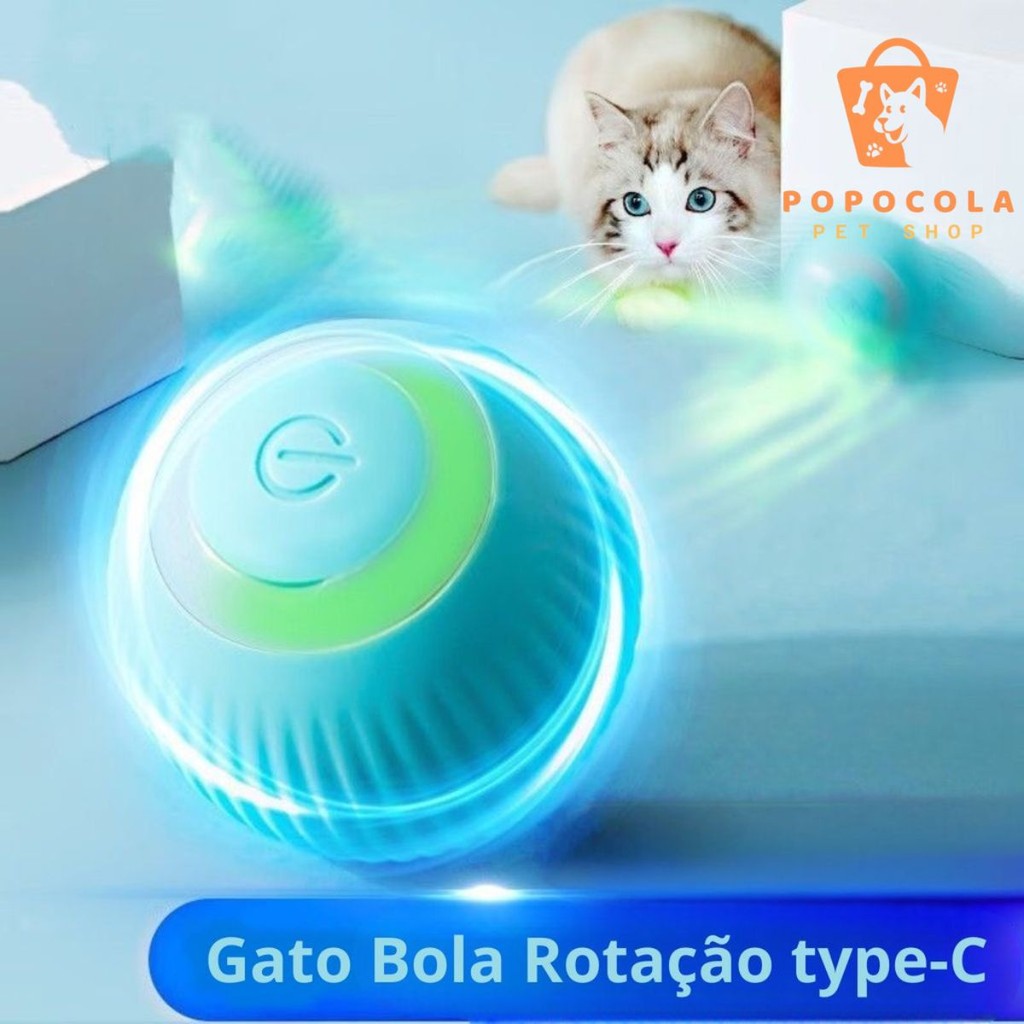 Brinquedo Elétrico Bola p/ Gato – Rotação Automática USB, Recarga Rápida, Interativo e Divertido