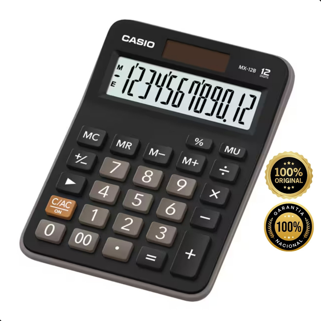 Calculadora de Mesa Grande 12 dígitos Casio MX-12B Preta Original Casa Escritório Comércios em geral