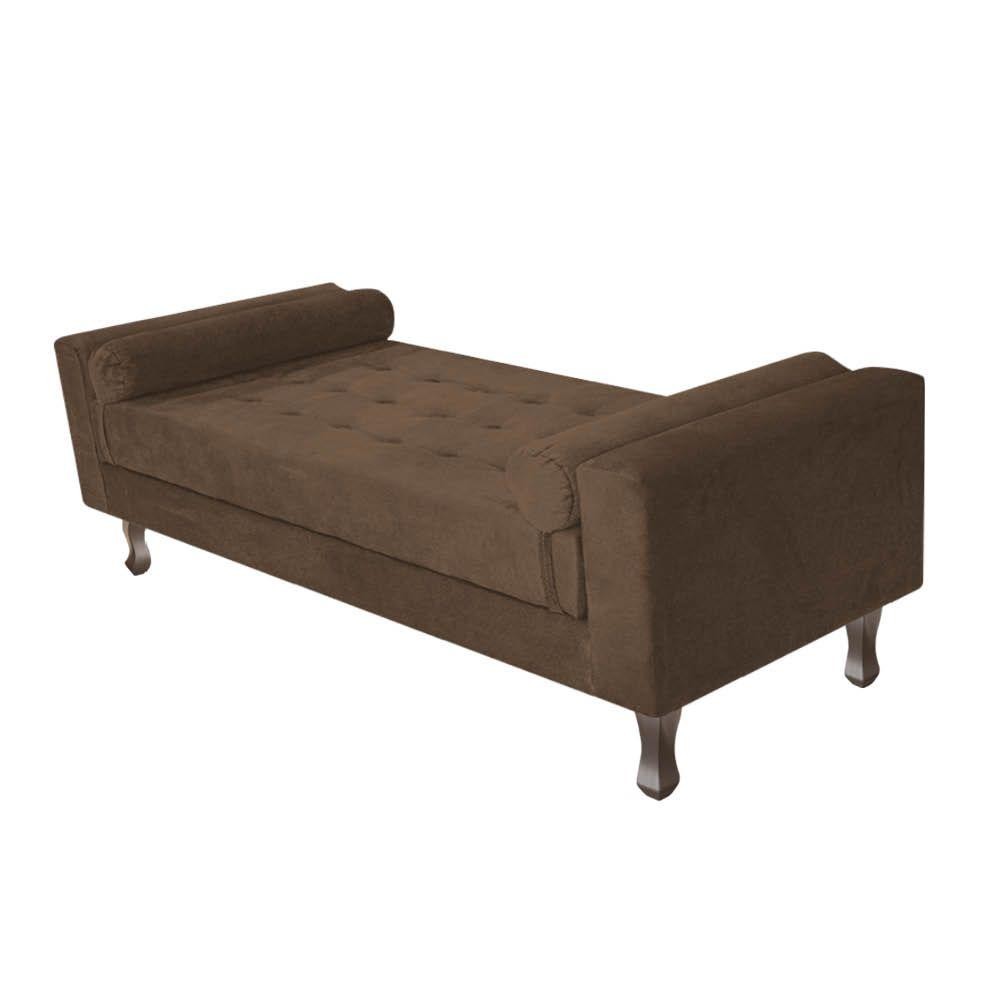 Recamier Baú Félix Solteiro 140cm Suede Marrom - Home & Living