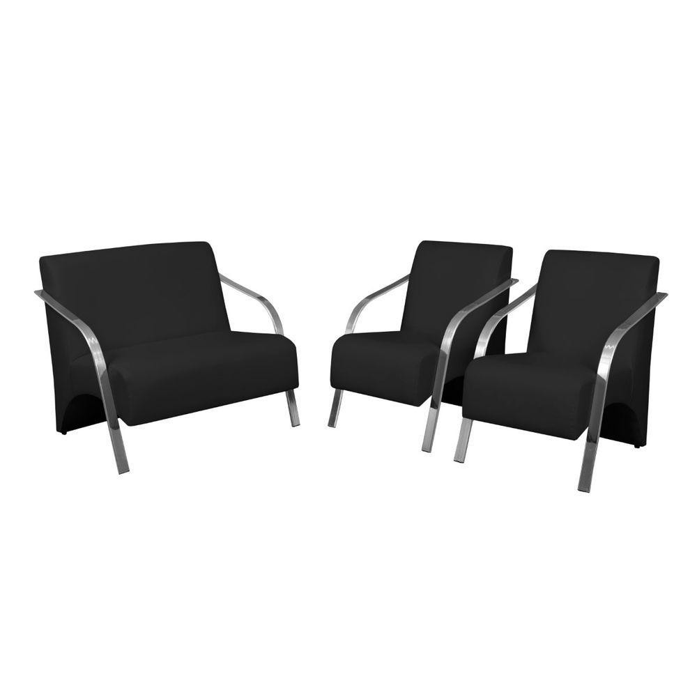 Conj 2 Poltronas De 1 Lugar E 1 De 2 Lugares Braço Alumínio Dsalla Tecido Sintético (courino)