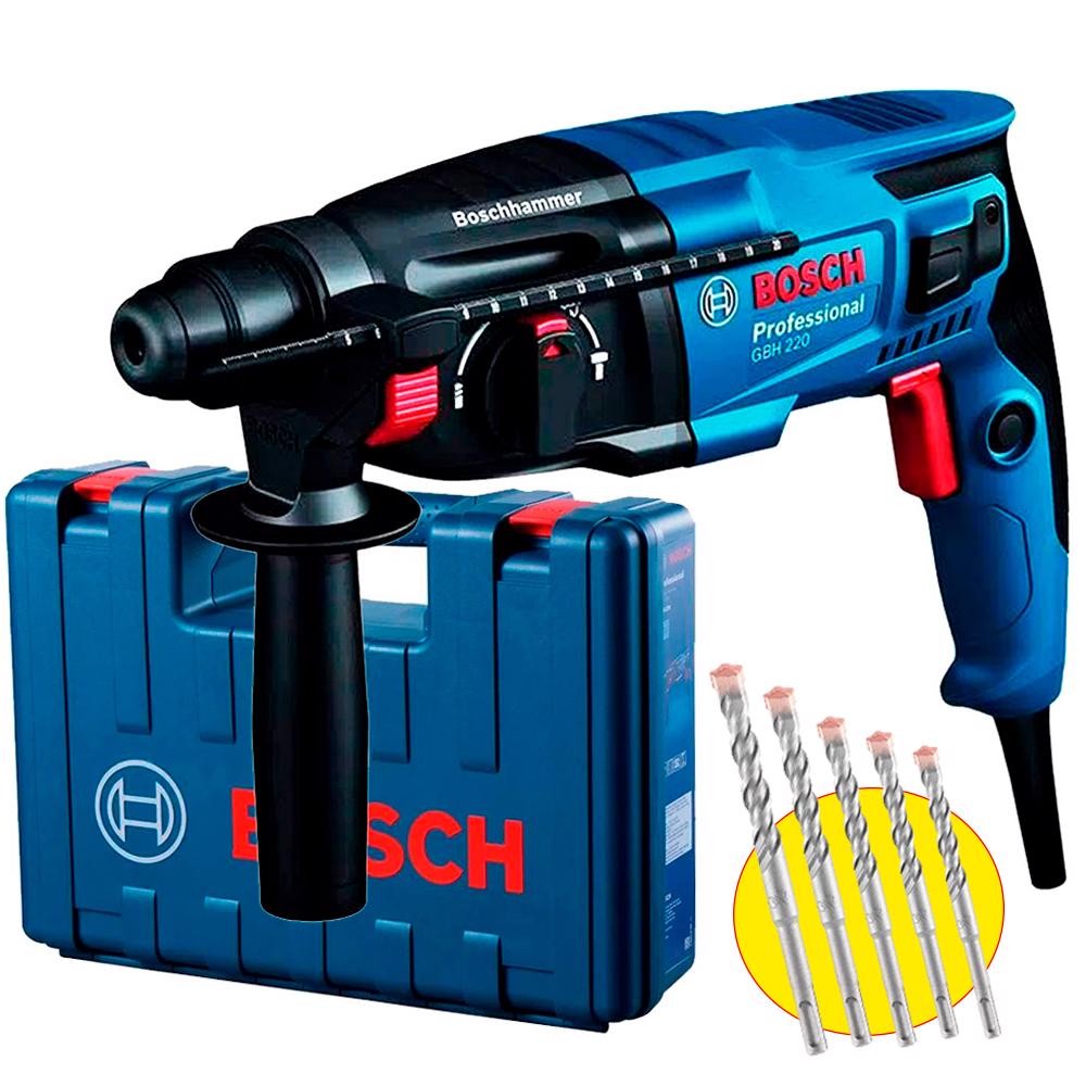 Martelete Perfurador Rompedor SDS-PLUS 720W 2.3KG com Brocas e Maleta GBH 220 BOSCH em Oferta na Shopee