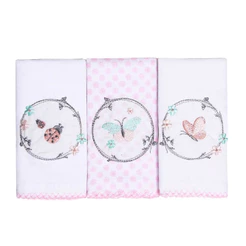 Kit Pano De Boca Papi Bordados Karinho Borboleta - 03 Peças