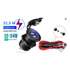 Tomada De Veicular Com 2 Portas Usb 2.1a - 12v-24v 18w