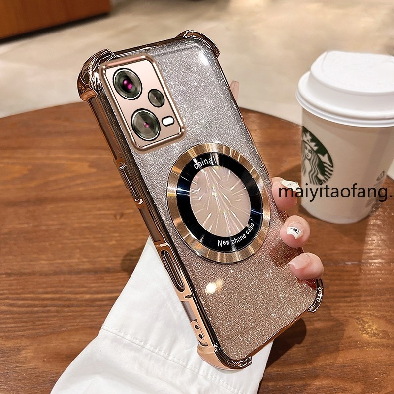 [Nova cor] Capa para Redmi Note 12 5G Note 12 Pro 5G Capa de telefone transparente dourada nova cor adesivo magnético ca