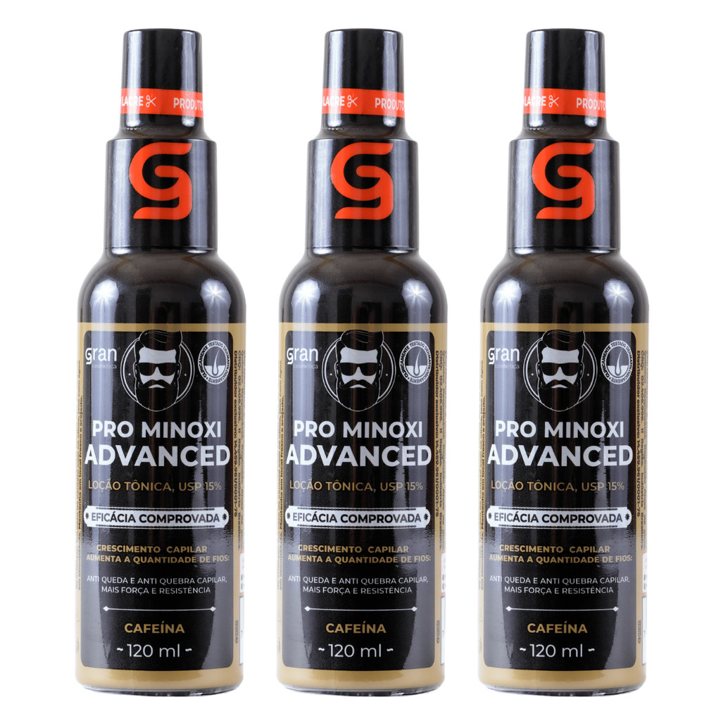 Kit 3 Pro Minoxi Faz Crescer Barba E Cabelo Original 120ml em Oferta na Shopee