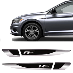 Aplique Lateral R Line Golf Polo Jetta Emblema Resinado Par