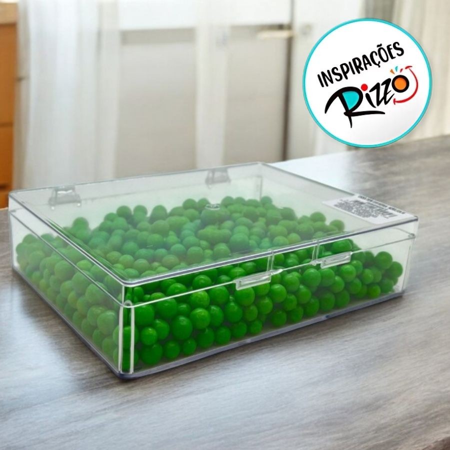 Caixa Acrilica Trasparente Retangular com Tampa Fixa - 14x10,5cm - 1 unidade - Rizzo