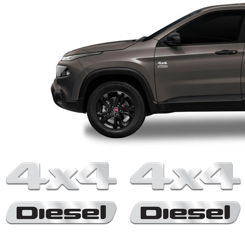 Kit Emblemas Fiat Toro 4x4 Diesel Adesivo Cromado Resinado em Oferta na Shopee