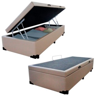 Cama Box Baú Solteiro Sintético Serene Bege 88x188x44 em Oferta na Shopee