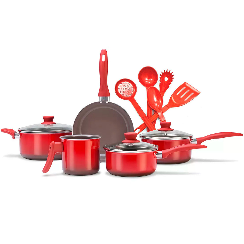 Jogo de Panelas Brinox 10 Peças Life Smart Easy Cerâmica - Vermelho