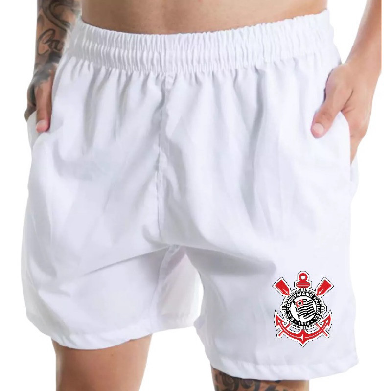 Bermuda Masculina Short Corinthians Futebol Leve Promoção em Oferta na Shopee