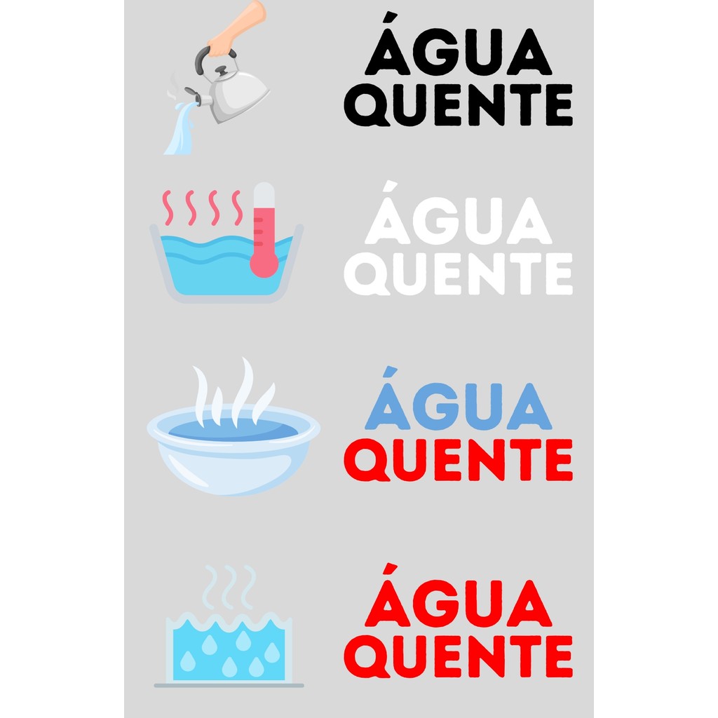 Stickers Adesivos Utilidades Domésticas - Água quente - Alto relevo - "APLIQUE VC MESMO".