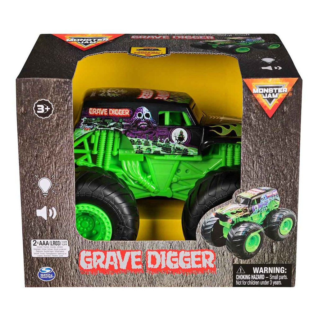 Monster Jam - Carrinho Grave Digger 1:24 Com Luz E Som - Mom & Baby