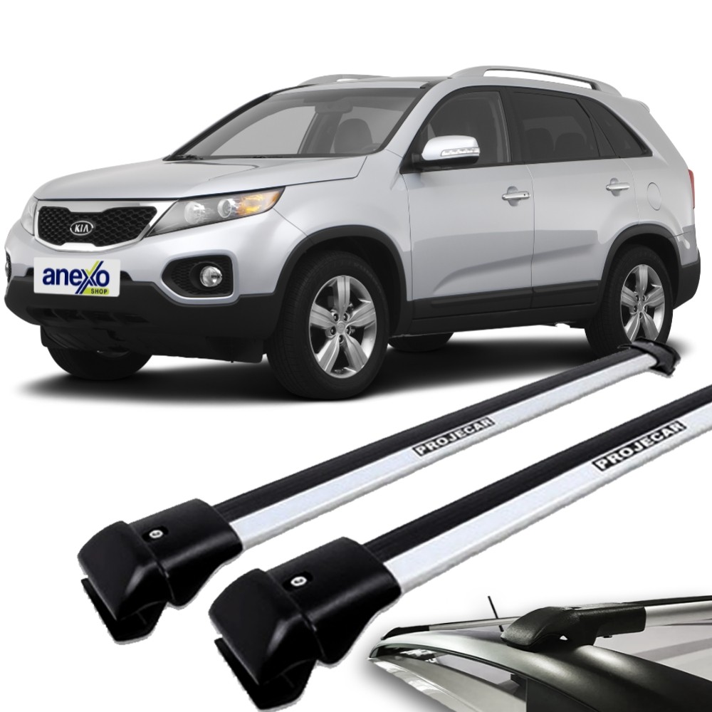 Rack de Teto Sorento 2010 a 2013 Projecar TS-2006 Travessa Longarina Slim Prata Par