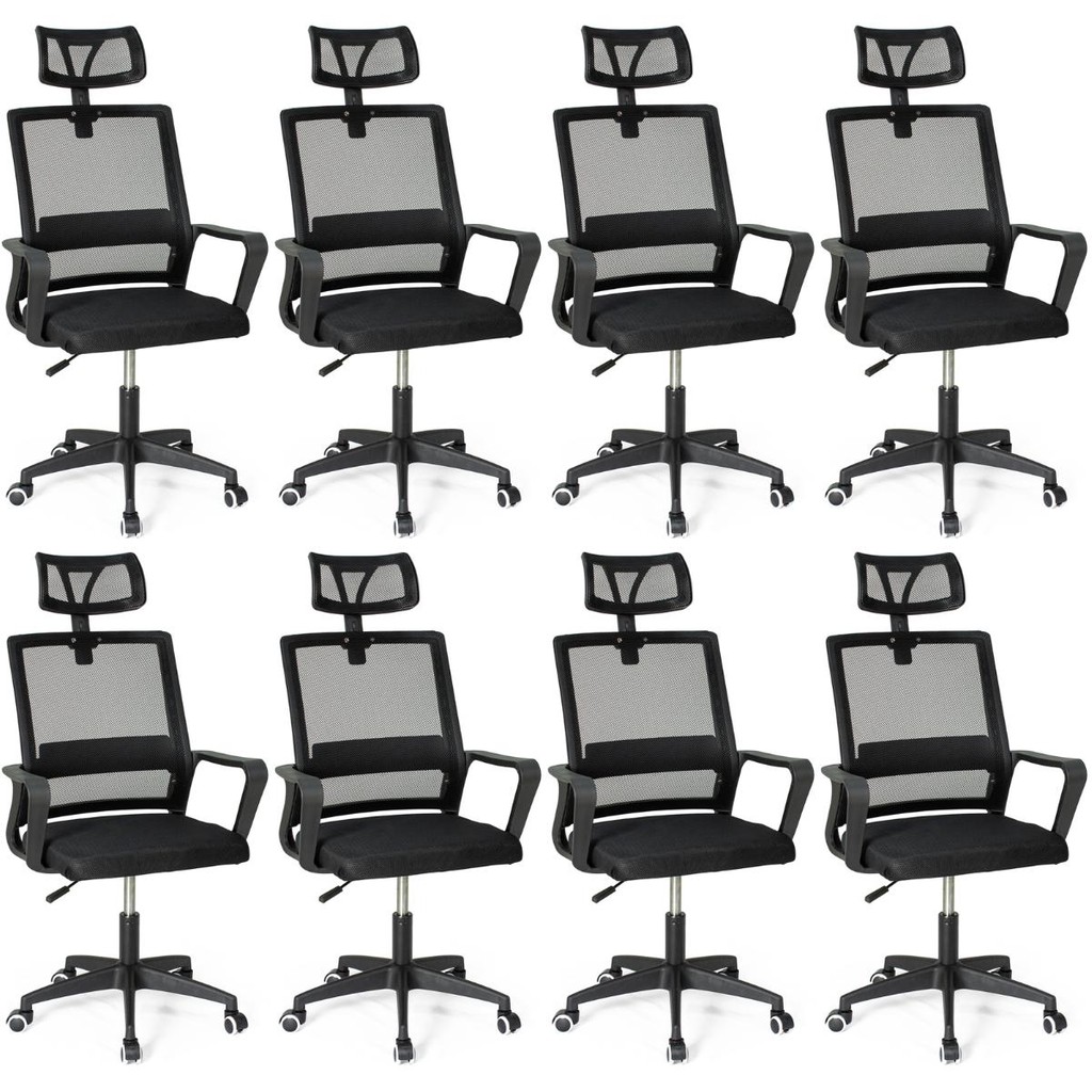Kit 8 Cadeiras de Escritório Giratória Executiva Pro com Regulagem de Altura em Oferta na Shopee