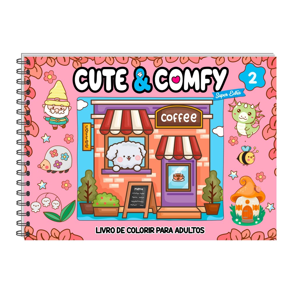 Cute & Comfy Super Extra Edição 02 - Livro de Colorir Adulto - Capa Dura Holográfica em Oferta na Shopee