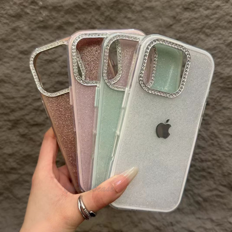 Capa De Silicone Com Glitter Para Câmera De Diamante Brilhante iPhone 16 14 13 12 15 Pro Max Luxuosa À Prova De Choque em Oferta na Shopee