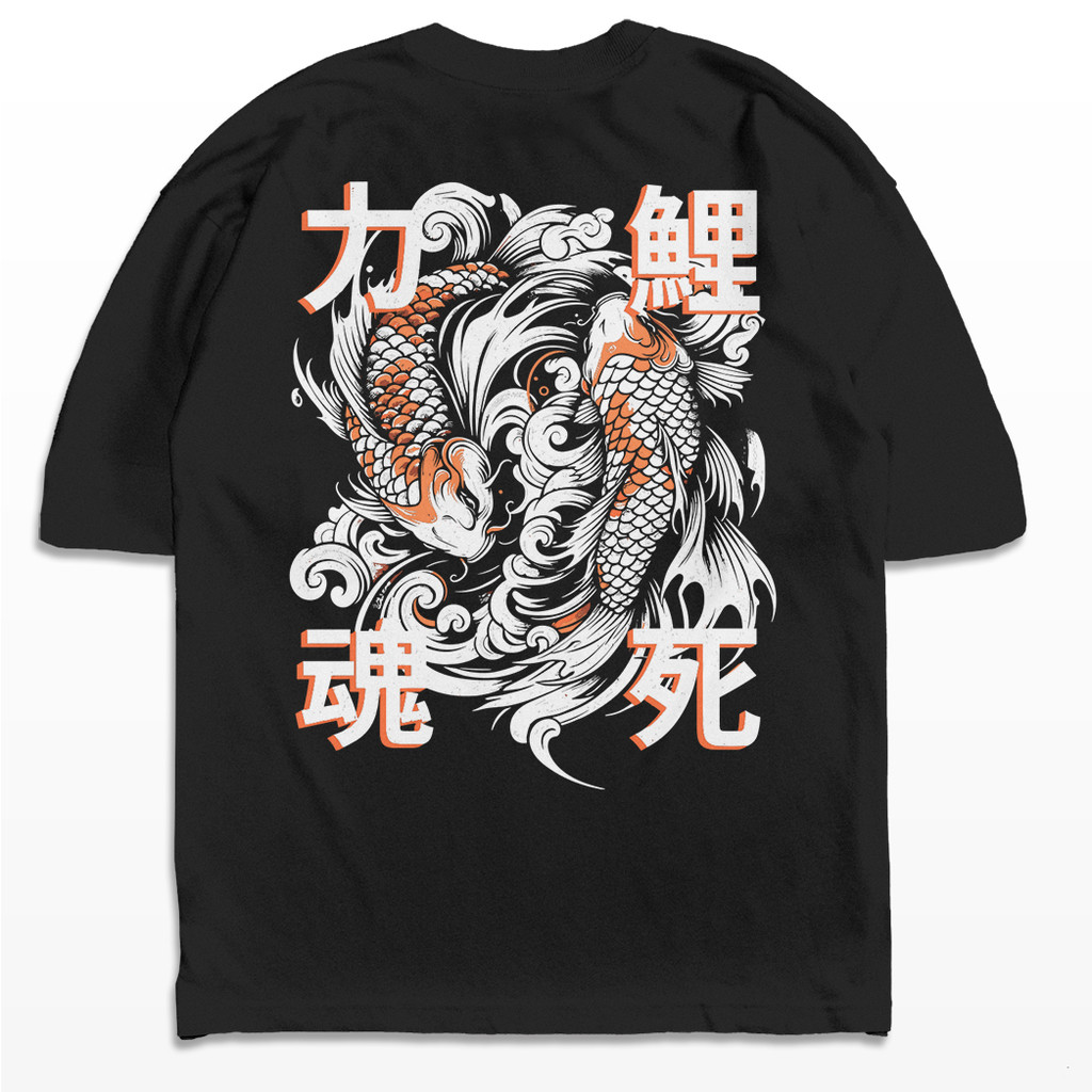Camiseta Oversized Tranquil Koi Fish Japanese Aesthetic Karpa Streetwear Harajuku Aesthetic Camisa Unissex